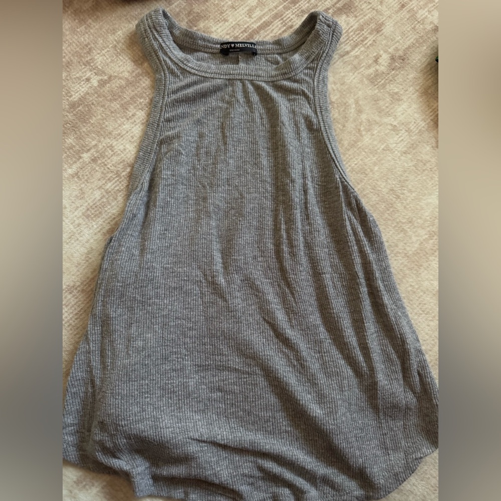 Brandy Melville Gray Ribbed Tank Top